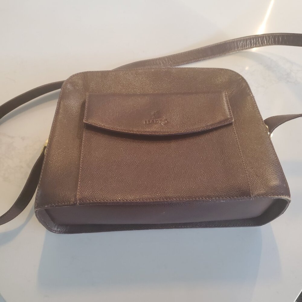 Vintage Lladro Dark Brown Leather Crossbody Adjustable Strap Handbag - Picture 6 of 11